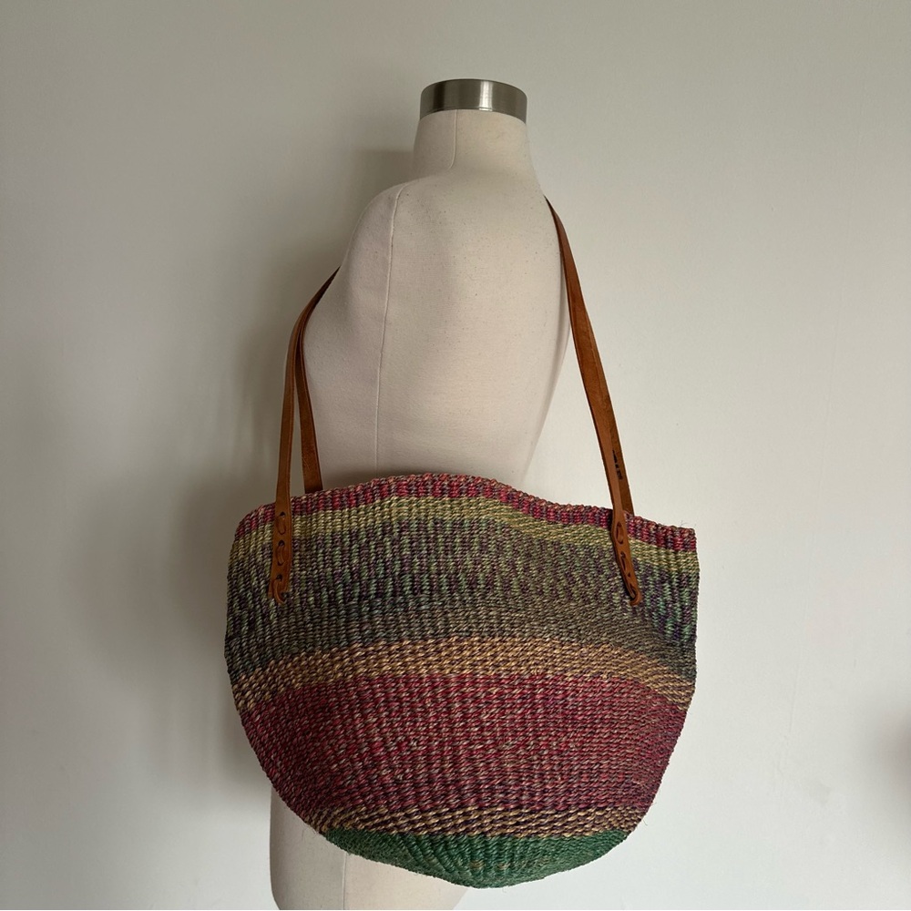 Vintage Large Woven Sisal Bag Tote Farm Market Bag